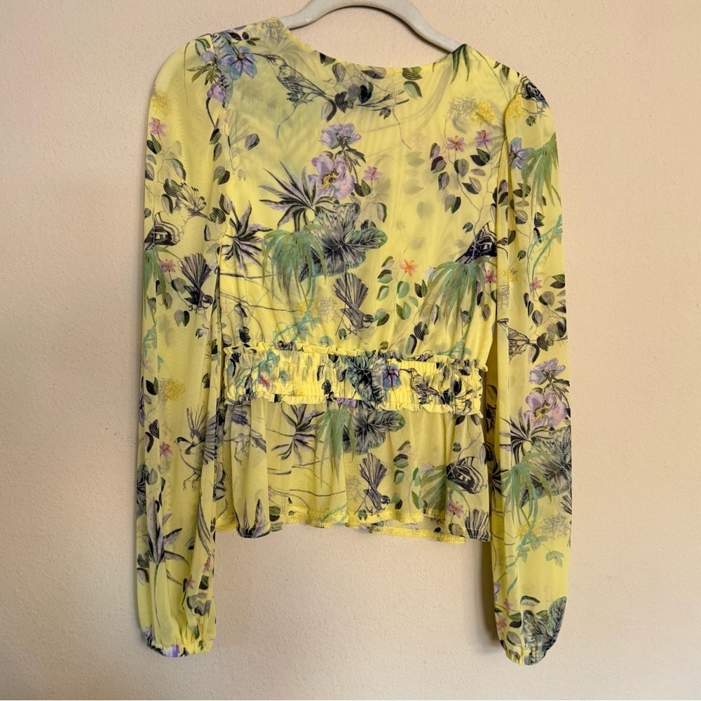 INC International Concepts Pretty Yellow Floral Blouse Top Sz PP Spring Summer - Picture 2 of 16